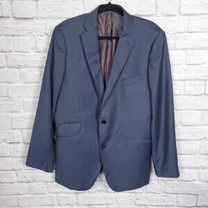 Indochino Blue Black Windowpane  Wool Jackeg Blazer Sports Coat  49 Chest 31 Len
